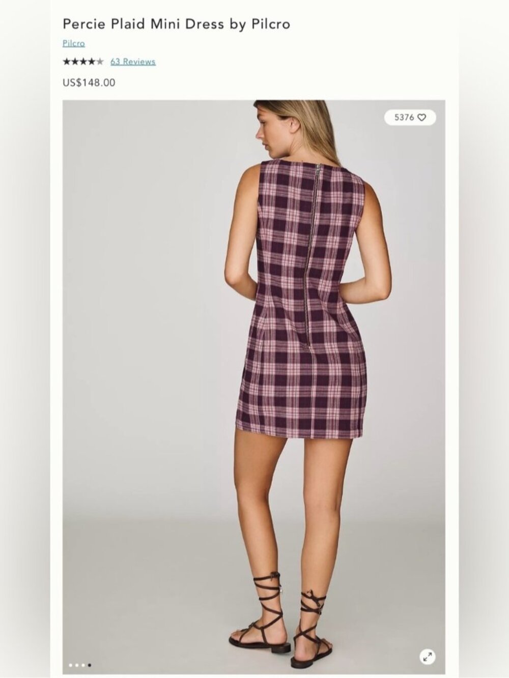 NWT Size XS - Percie Plaid Mini Dress by Pilcro (US$ 148) - Picture 15 of 15